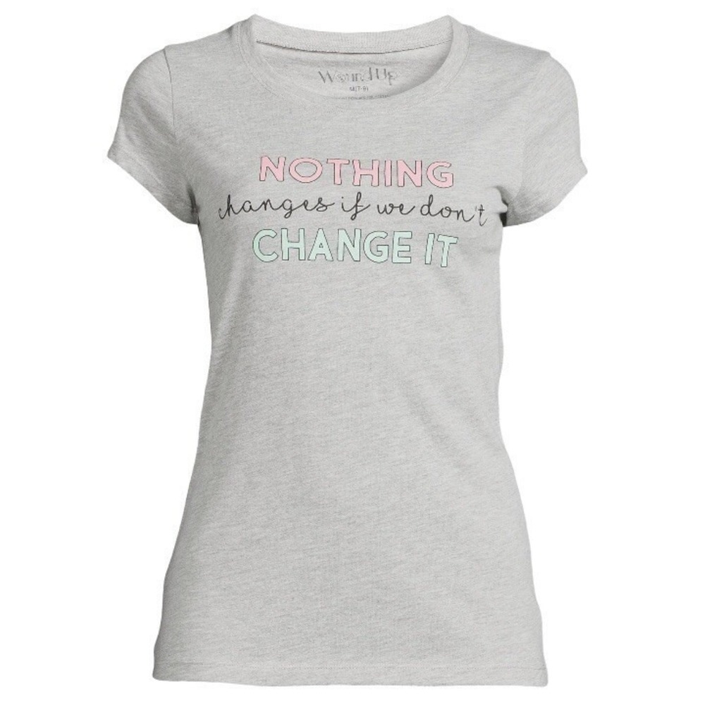 Wound Up Juniors Tee Medium 7-9 New with Tags Heathered Gray Nothing Change It